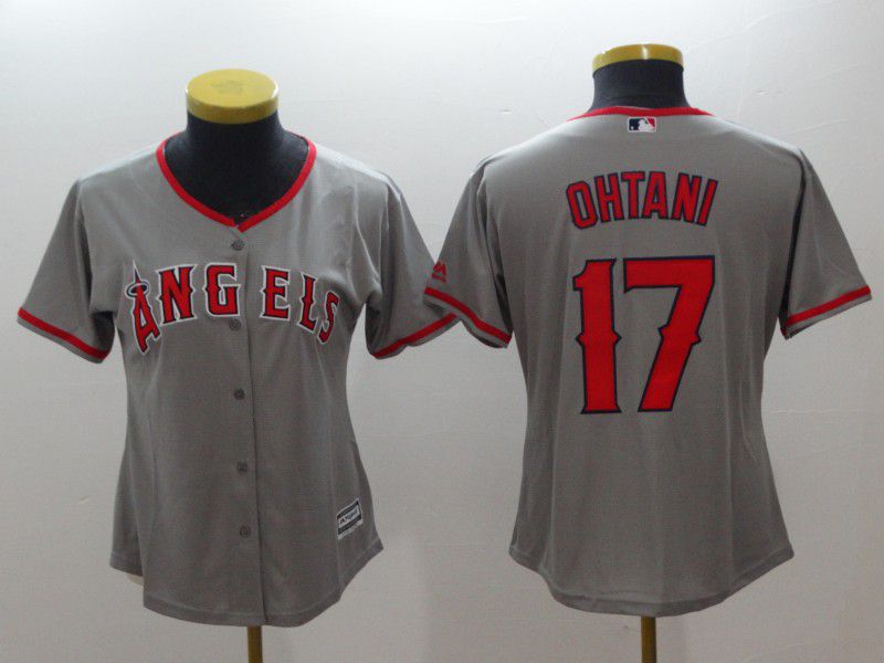 Women Los Angeles Angels #17 Ohtani Grey MLB Jerseys->ncaa teams->NCAA Jersey